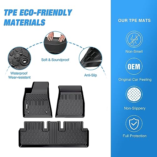 Nilight TPE Floor Mats for Tesla Model 3 2020 2021 2022 2023,All Weather Custom Fit Heavy Duty Floor Liners - color: 2020-2023 Tesla Model 3
