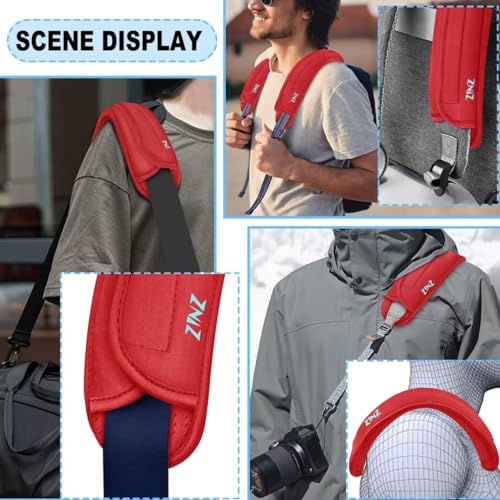 ZINZ 2-Pack Universal Shoulder Pad with Ultra Thick Cushion for Bag Luggage Bag Crossbody, Plus Long & Anti-Slip & Breathable,Red - color: Red
