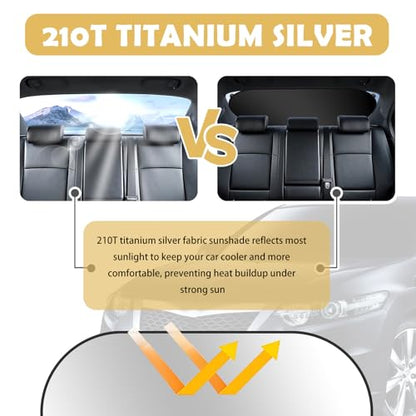 39.3"x19.7" Back Window Sun Shades for Car,Rear Window Sun Shade with 6 Suction Cups Keeps Car Cool & Protects Interior,Quick-Fold Cars Windows Shades for Cars & SUVs