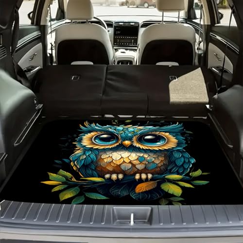 Universal Car Trunk Mat 29" x 39", Cute Owl Print All Weather Trunk Protection Cargo Liner, Durable Cargo Mat Rear Trunk Liner, Stylish Vehicle Interior Accessories Suitable for Most Car Models - color: Cute Owl Print