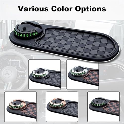 Multifunction Car Anti-Slip Mat, 2026 New Anti Slip Mat for Car Dashboard with Temporary Parking Numbe, Universal Car Phone Holder Pad for Phones Sunglasses Keys Gadgets (Gray Black) - color: Gray Black