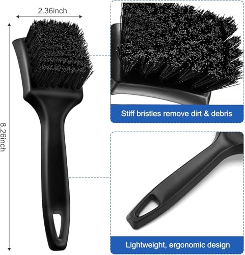 Wheel Rim Tire & Carpet Cleaning Brush Set, Soft & Stiff Bristle Wash Cleaning Supplies Kit for Car All Exterior Surface and Car Interior Cleaning Brush for Car Truck SUV RV Motorcycle (Green)