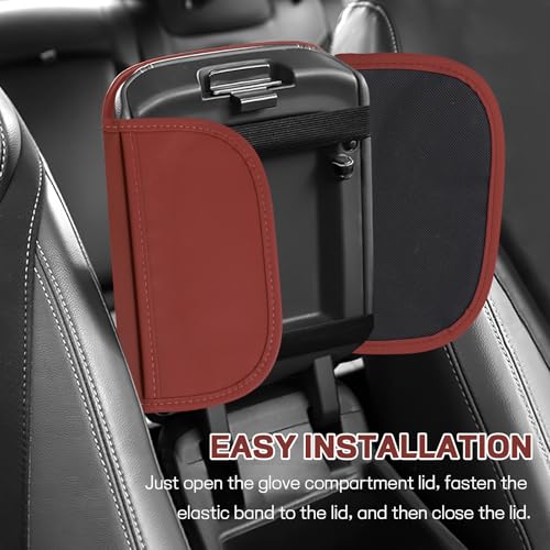 Car Center Console Cover, 12.48"×7.4" Carbon Fiber Leather Auto Armrest Cover, Vehicle Armrest Cushion Pad with Storage Pocket, Universal Arm Rest Protector Car Accessories (Red) - color: Red