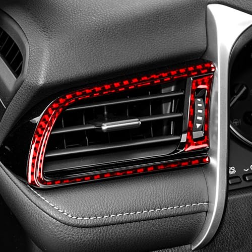 Real Red Carbon Fiber Compatible with Toyota Camry 2018-2024 Accessories Car Front Row Left Right A/C Vents Kit Cover Interior Trim Sticker Decal 6PCS - color: A/C Vent Kit