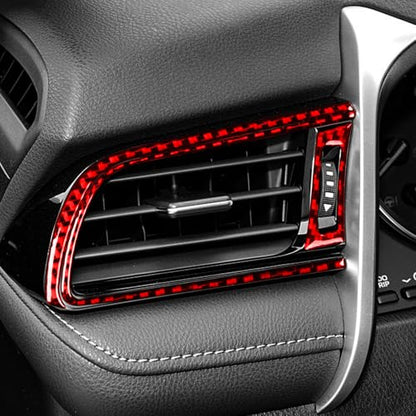 Real Red Carbon Fiber Compatible with Toyota Camry 2018-2024 Accessories Car Front Row Left Right A/C Vents Kit Cover Interior Trim Sticker Decal 6PCS - color: A/C Vent Kit