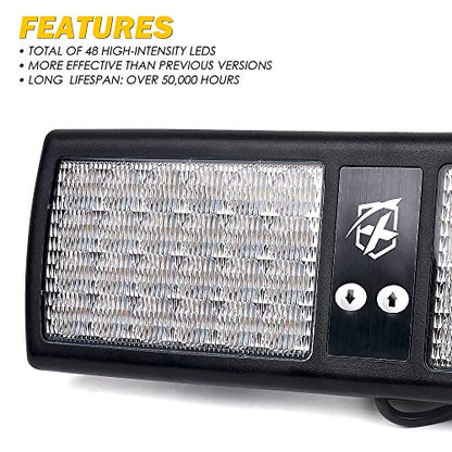 Xprite Red 48LED Visor Strobe Flashing Lights Sunshield Hazard Warning Light for Law Enforcement Emergency Vehicles Trucks Cars - color: Red
