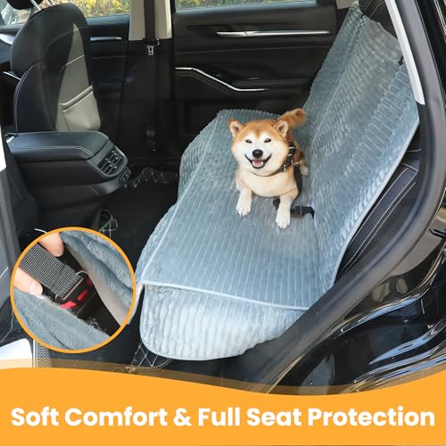 Dog Car Seat Cover for Front or Back Seat, Soft Flannel Pet Car Seat Protector with Waterproof Layer, Non-Slip Washable Dog Car Bed Mat for Travel (Bluegrey Back Seat) - size: BlueGrey Back Seat