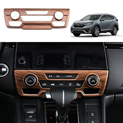 for CRV 2017-2021 Air Conditioning Knob Climate Control Module Panel ABS Peach Wood Grain Center Console CD Panel Cover Trim Sticker for Honda CRV CR-V 2017 2018 2019 2020 2021(Not Fit for LX) - color: Air Conditioning Knob Panel