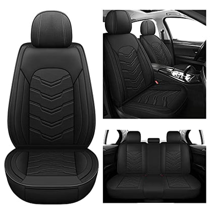 AOOG Leather Car Seat Covers Universal fit Most Sedans SUV Trucks (Full Set, Black) - color: BLACK, size: FULL SET
