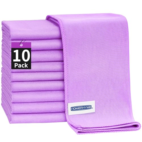 Microfiber Cleaning Cloth - 10 Pack Glasses Cleaning Cloth, 16" x 14" Window Cleaning Rags, Streak Free Lint Free Polishing Cloths Wipes for Eye Glass, Stainless Steel, Windshield, Purple - color: Purple, size: 10 Pk-16" X 14"