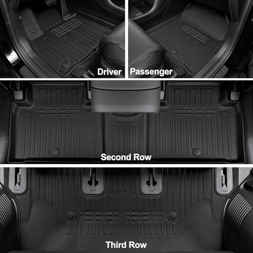 Floor Mats for 2026 Hyundai Palisade 7/8 Seat (Only Gas), All Weather TPE Black Cargo Mat with 3rd Seat Back Cover and Lower Trunk Mat for 2026 Hyundai Palisade Calligraphy Accessories - size: For Hyundai Palisade Gas Floor Mats Set 2026