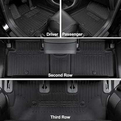 Floor Mats for 2026 Hyundai Palisade 7/8 Seat (Only Gas), All Weather TPE Black Cargo Mat with 3rd Seat Back Cover and Lower Trunk Mat for 2026 Hyundai Palisade Calligraphy Accessories - size: For Hyundai Palisade Gas Floor Mats Set 2026