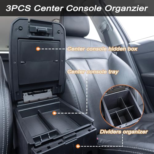 JKCOVER 3PCS Center Console Organzier Compatible with Toyota Tacoma 2016-2023 Accessories Tray Hidden Box Divider ABS Material Insert - color: 3PCS