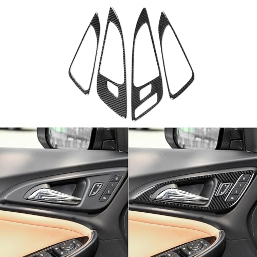 Black Carbon Fiber Compatible with Chevy/Chevrolet Malibu 2016-2025 2017 2018 2019 2020 2021 2022 2023 2024 Accessories Car Interior Door Handle Inner Handle Cover Interior Trim Decal 4pcs - color: Inner Door Handle Frame