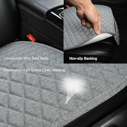 West Llama Linen Car Seat Covers,Bottom Seat Covers for Cars Include 2 Piece Front Driver Seat Pad Mat Universal Fits 90% Vehicles,SUVs,Cars,Sedans(2Piece-Gray) - color: B-Gray, size: 2 Front Bottom Seat Covers