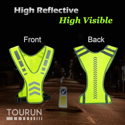 Reflective Running Vest Gear with Pocket for Women Men Kids, Safety Reflective Vest Bands for Night Cycling Walking Bicycle Jogging