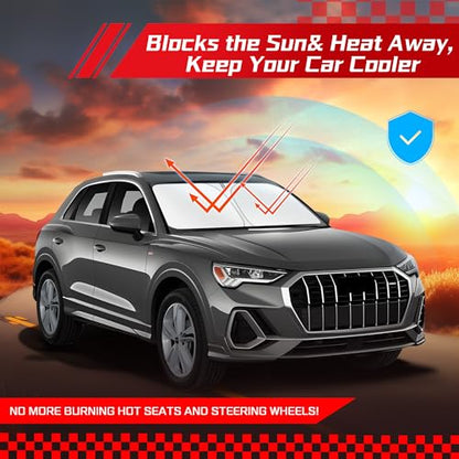 ARISMOTOR Windshield Sun Shade for Audi Q3 2019-2025 2026, Custom Fit Foldable Front Window Sunshade Sun Visor Protector, Block UV Rays Keep Your Car Cooler - size: for Audi Q3 2019-2026
