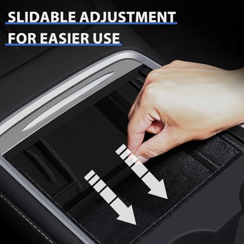 Center Console Organizer for Tesla Model Y 2024-2021 Accessories Storage Organizer SetIncludes for Model 3 2023-2017 Center Console Box, Armrest Box, Cup Holder,2 Seat Back Hook - size: Black 5pcs