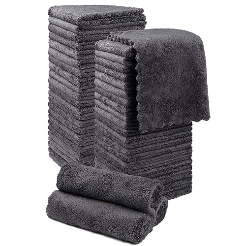 Orighty Washcloths 48 Pack, Ultra Soft Face Cloths 12 x 12 inch, Absorbent & Quick Drying Coral Velvet Washcloth Bulk, Multi-Purpose Face Cloth for Household, Cleansing and Sport (Grey) - color: Grey, size: 48 Pack Washcloths