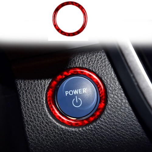 Super Glossy Red Durable Carbon Fiber Compatible with Toyota Camry 2018-2024 Accessories Car Key Ignition Push Start Button Cover Interior Trim Sticker Decal - color: Engine Start Stop Ring Trim