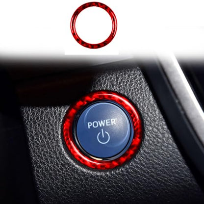Super Glossy Red Durable Carbon Fiber Compatible with Toyota Camry 2018-2024 Accessories Car Key Ignition Push Start Button Cover Interior Trim Sticker Decal - color: Engine Start Stop Ring Trim