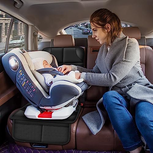 Meolsaek Car Seat Protector for Child Car Seat, Durable 600D Fabric Waterproof Car Seat Cover with Thick Pad Non-Slip Backing，No Imprints (Black 2pcs) - color: Black 2pcs