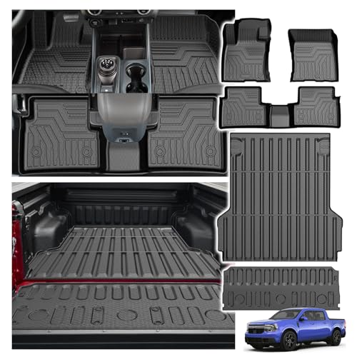 Powerty Floor Mats for 2022-2024 2025 2026 Ford Maverick Gas Model Accessories All Weather TPE Truck Bed Mat Tailgate Liner Protector Replacement Full Set for Maverick - size: 3)Ford Maverick Gas｜22-26｜Truck Full Set