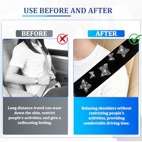 Car Seat Belt Covers, 2PCS Butterfly Soft Vehicle Seatbelt Shoulder Strap Pad Cushions, Comfortable Automotive Interir Harness Pad, Universal for SUV Automobile Truck (Gray) - color: Gray