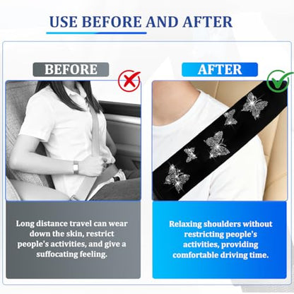 Car Seat Belt Covers, 2PCS Butterfly Soft Vehicle Seatbelt Shoulder Strap Pad Cushions, Comfortable Automotive Interir Harness Pad, Universal for SUV Automobile Truck (Gray) - color: Gray
