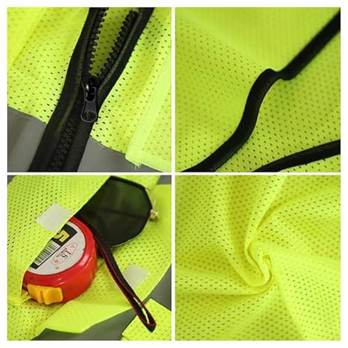 caparazon Unisex High-Visibility Reflective Safety Vest with Zippered Pockets - ANSI/ISEA Certified for Enhanced Work Safety - color: Yellow