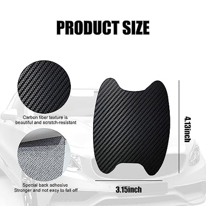 4 PCS Carbon Fiber Door Handle Cover, Leather Car Side Door Handle Sticker, Universal Car Door Handle Protective Film (Black)