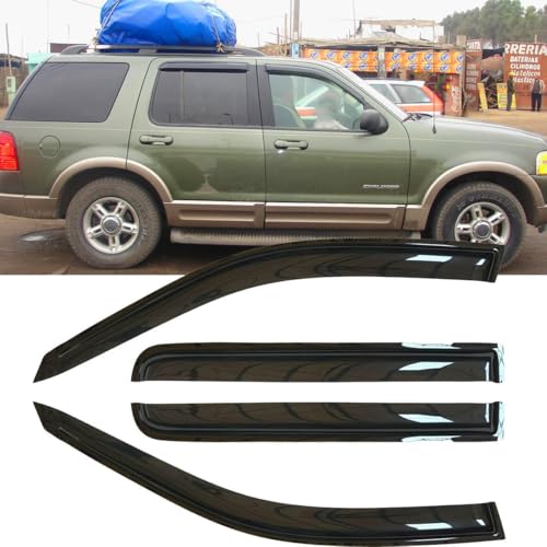 4pcs Original Shatterproof Side Window Wind Deflector Outside Mount Rain Guards Vent Window Visors for 02-10 Explorer Mercury Mountaineer 03-05 Lincoln Aviator 4 Door (Expect Sprot /2 Door) 94819 - size: for 2002-2010 Explorer