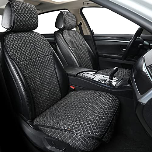 Breathable Car Seat Cover,Luxury Front Seat Cover,Durable and Non Slip,Polyester Silk Material, Universal Car Seat Cushion,Suitable for All Seasons,Airbag Compatible. (Black，2PCS) - color: Black-Front 2pcs