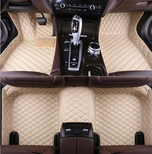 Custom Luxury Leather Car Floor Mats Upgrade Your Car's Interior All-Weather Protection for Cars, SUVs, Trucks Compatible with Automotive Floor Mats (Beige) - color: Beige