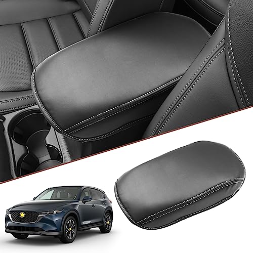 SKTU for 2017-2024 2025 Mazd a CX-5 Center Console Cover 2023 2024 2025 CX5 Central Console Armrest Pad 2025 CX-5 Seat Box Cover 2025 CX-5 Center Console Soft Cushion (White) - color: 2017-2025 CX-5 White