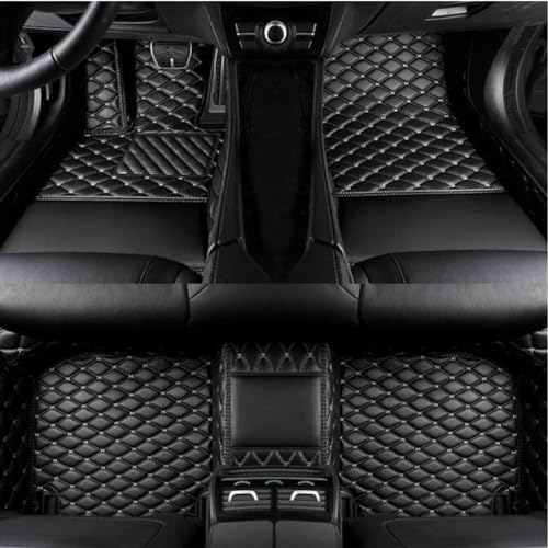 Custom Luxury Black Leather Car Floor Mats Upgrade Your Car's Interior All-Weather Protection for Cars, SUVs, Trucks Compatible with Automotive Floor Mats (Black Beige) - color: Black beige