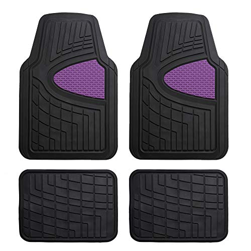 FH Group Automotive Floor Mats - Heavy-Duty Rubber Floor Mats for Cars, Universal Fit Full Set, Climaproof Floor Mats, Trimmable Floor Mats for Most Sedan, SUV, Truck Floor Mats Purple - color: Purple, style: Full Set Floor Mats