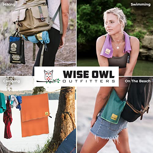 Wise Owl Outfitters Microfiber Camping Towel - Quick Dry Towel for Travel, Backpacking, Hiking, Beach, Gym & Yoga - Compact, Fast Drying & Lightweight - color: Marine Blue, size: X-Large (30x60) + Washcloth (12x24)