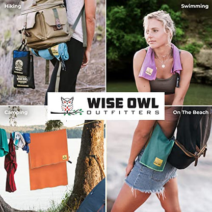 Wise Owl Outfitters Microfiber Camping Towel - Quick Dry Towel for Travel, Backpacking, Hiking, Beach, Gym & Yoga - Compact, Fast Drying & Lightweight - color: Marine Blue, size: X-Large (30x60) + Washcloth (12x24)