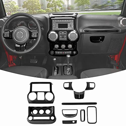 RT-TCZ for Jeep JK Interior Trim Kit Black, JKU Center Console Dashboard Panel Trim Cover for Jeep Wrangler JK JKU 2011-2017 Black Interior Accessories 10pcs - color: black