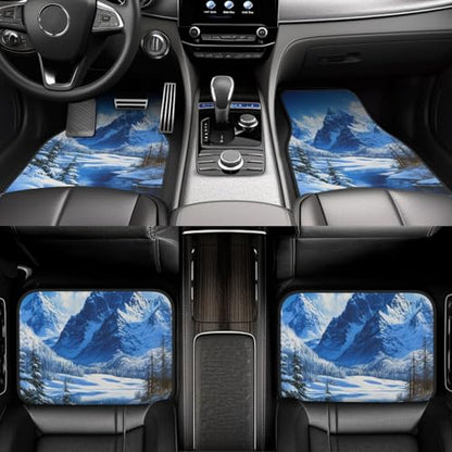 Snow Mountain Car Floor Mats,4 Piece, Car Rug Durable Anti-Slip Waterproof Trim to Fit Liner Universal Fit Auto,Sedan,SUV,Truck