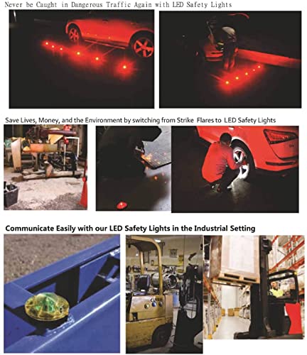 LED Road Flares Roadside Flashing Emergency Lights Beacon with Magnetic Base for Vehicle and Outdoor Sports..(scarlet) - color: scarlet