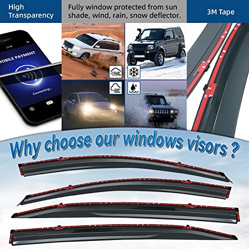 4pcs Smoke Tint with Chrome Trim Outside Mount Tape On/Clip On Style PVC Sun Rain Guard Vent Window Visors Compatible with 2020-2022 Sentra - size: For 2020-2022 Nissan Sentra