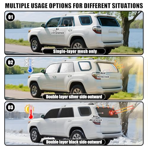ZATOTOO Car Window Shades for Toyota 4Runner 2017-2024 Sun Shade for Side Window & Rear Windshield Double Layer for Privacy Protection UV Heat Insulation for Camping Nap Parking(No Front Windshield) - size: 4runner-(17-24)