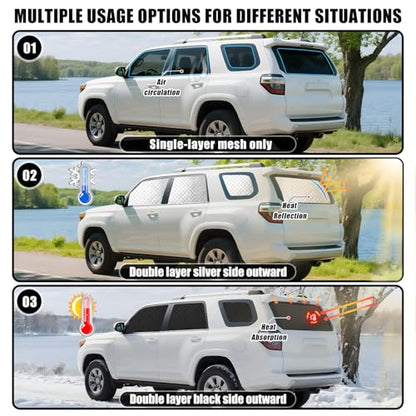 ZATOTOO Car Window Shades for Toyota 4Runner 2017-2024 Sun Shade for Side Window & Rear Windshield Double Layer for Privacy Protection UV Heat Insulation for Camping Nap Parking(No Front Windshield) - size: 4runner-(17-24)