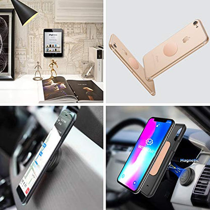 Mount Metal Plate with Adhesive for Magnetic Cradle-Less Mount -X4 Pack 2 Rectangle and 2 Round (Compatible with Magnetic mounts) (Gold) - color: Gold