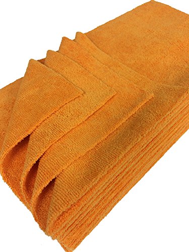 Detailer's Preference Premium Edgeless Microfiber Towels, 350 GSM, Ultra Soft, Lint-Free, Streak-Free, Scratch-Free, Highly Absorbent, for Auto, Home, and Detailing,16x16, 12-Pack, Orange - color: Orange