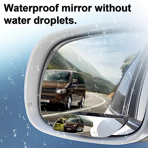 AICEL Blind Spot Car Mirror, 2 Pack 360° Adjustable Convex Rear View Mirror, HD Glass Wide Angle Frameless Rectangular Shaped Car Side Mirror, Self Adhesive Safety Security Blind Spot Mirror