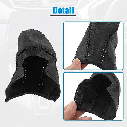 X AUTOHAUX Black Car Interior Faux Leather Gear Shifter Shift Knob Cover Transmission Shift Boot Lever for Honda CR-V 2017-2021 Black Stitches - color: Black