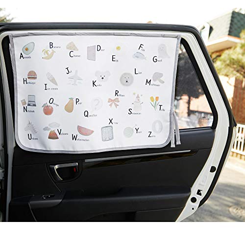 Magnetic Car Sun Shade Curtain for Side Window – Sun Blocker and UV Protector for Baby, Kids, and Pets – Universal Fit with Built-in Magnets for Steel-Framed Door (Be-Pastel Alphabet) - color: Be-Pastel Alphabet